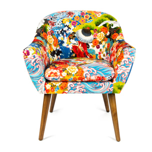 Poltrona Kimono Excelsa in poliestere e legno, 70,5 x 65 x 83 cm, multicolore