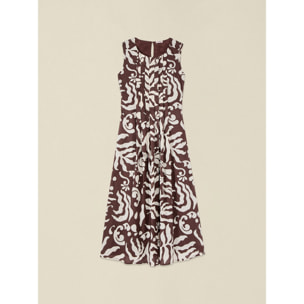 Oltre - Vestito flare in cotone fantasia - Marrone