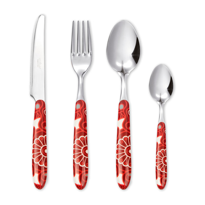 Set 24 posate Excelsa – Mandala Red, Acciaio inox Rosso