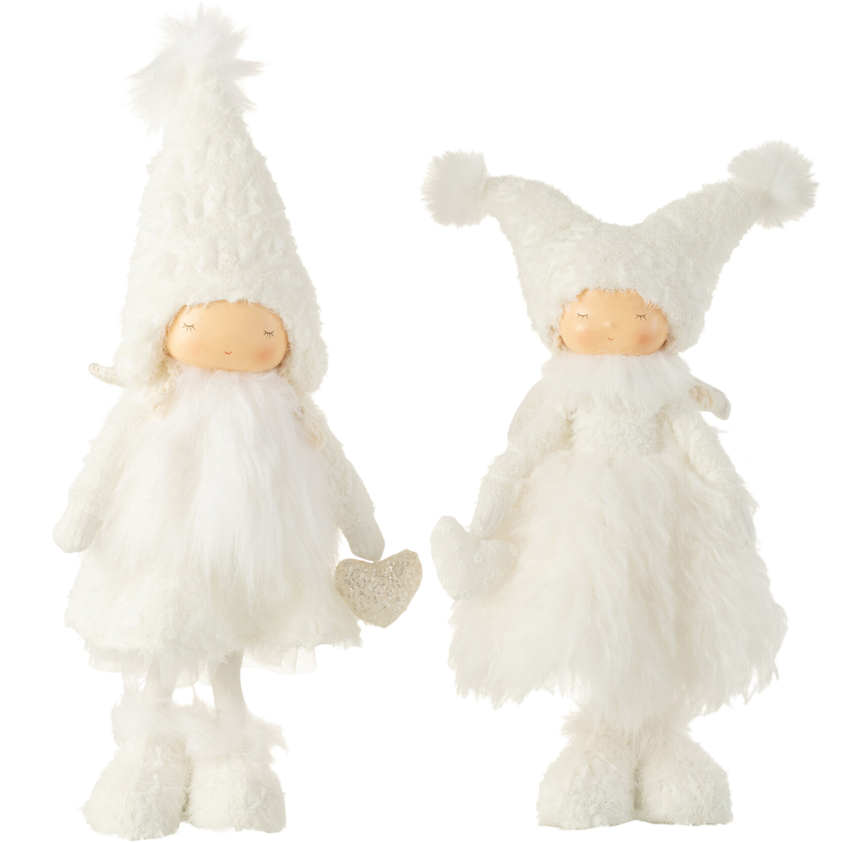 J-Line figurine de Noël Ange Coeur - textile - blanc - large - 2 pièces