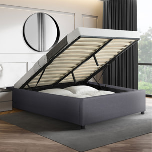 Lit coffre Otto en similicuir gris avec sommier 140x190cm