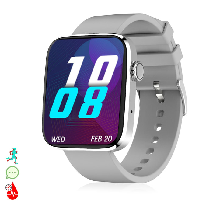 Smartwatch DT1 con corona giratoria inteligente, monitor de tensión y O2 en sangre; 11 modos multideportivos. Fondos personalizables.