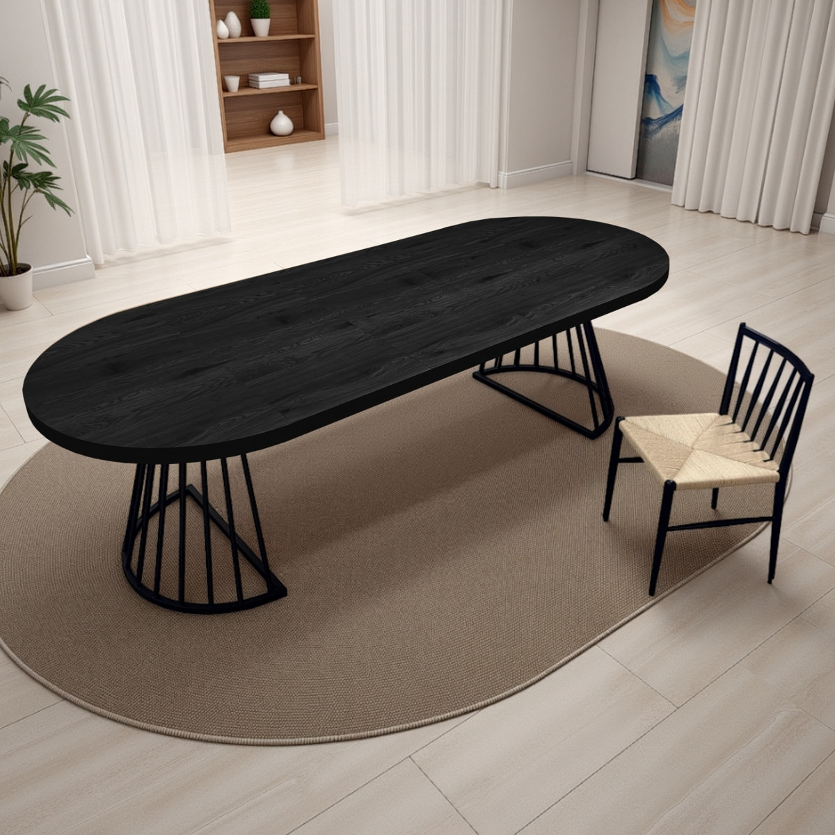 Table à manger ronde extensible Tomasucci FEAR, en MDF finition bois noir, 110 × 110 × 76,5 cm