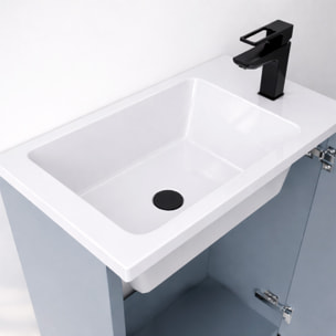 Ensemble meuble lave mains MDF ondulé gris 40x50x22cm et miroir ovale - MILO