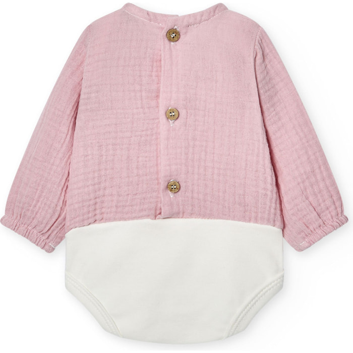 Body bebé manga larga bambula botones