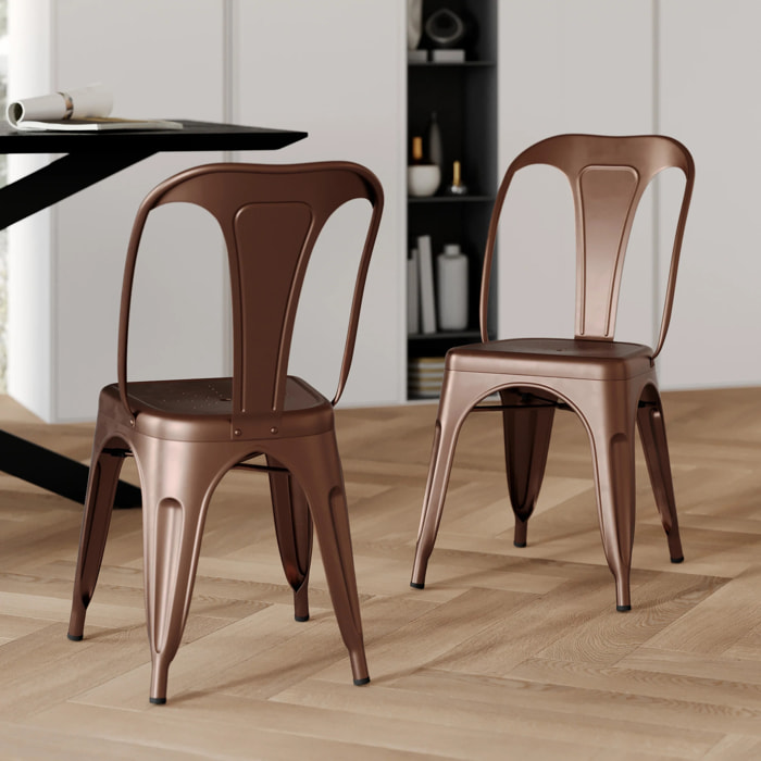 Lot de 2 chaises en métal cuivre - Indus