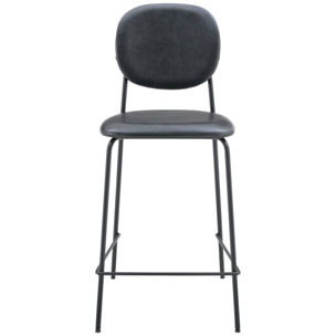 Lot de 2 tabourets de bar en simili noir EDMOND