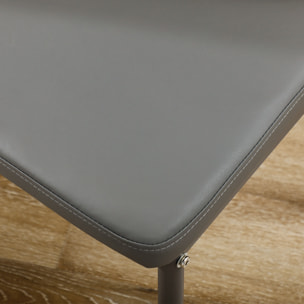 Ensemble table à manger rectangulaire et 4 chaises grand confort plateau verre trempé 8 mm métal gris