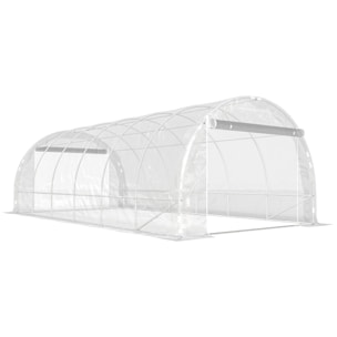 Serre tunnel de jardin 18 m² - 2 grandes portes enroulables - acier galvanisé bâche transparente