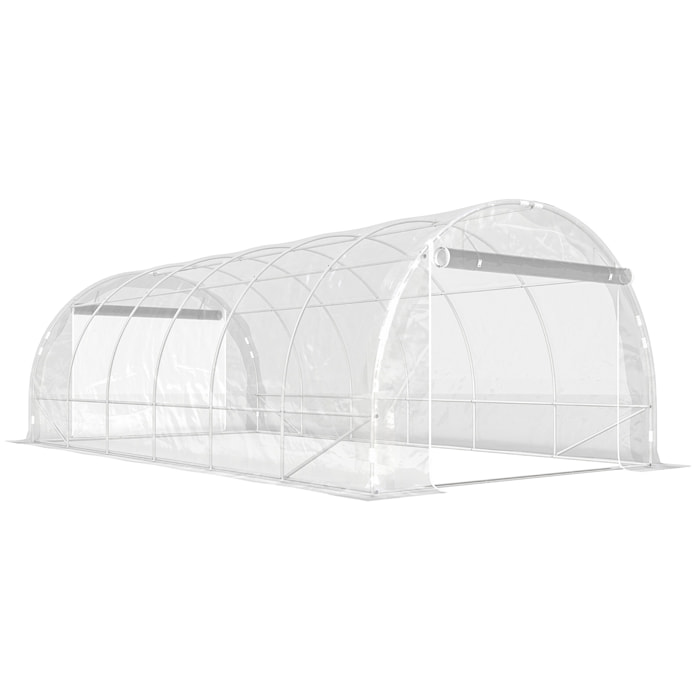 Serre tunnel de jardin 18 m² - 2 grandes portes enroulables - acier galvanisé bâche transparente