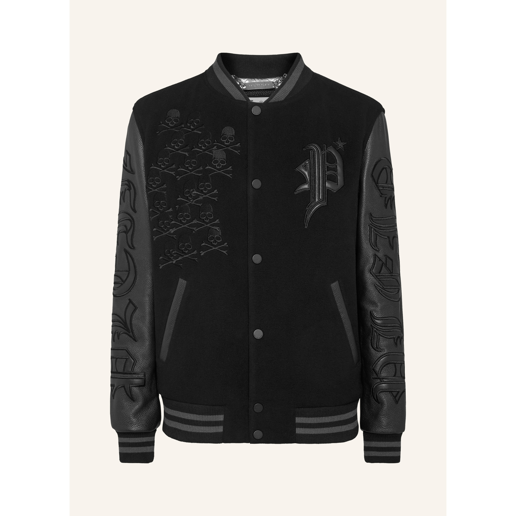 PHILIPP PLEIN Bomber de cuero GOTHIC PLEIN
