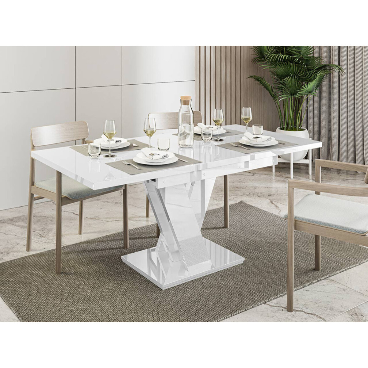 Xandriel - table à manger extensible - blanc - 4 à 6 personnes - Blanc