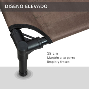 Cama Elevada para Perros Gatos Portátil Cama para Mascotas con Zona de Malla Transpirable y Tela Oxford Marco de Acero para Interior Exterior 76x61x18 cm Marrón