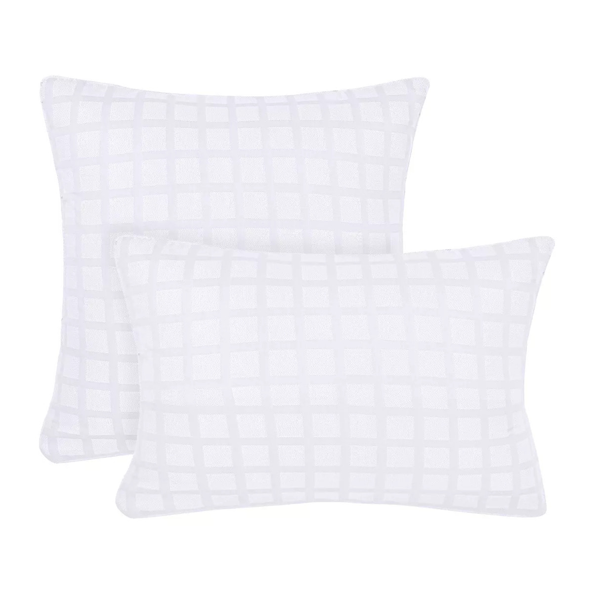 Taie d'oreiller satin de coton motif jacquard blanc Allegria neige