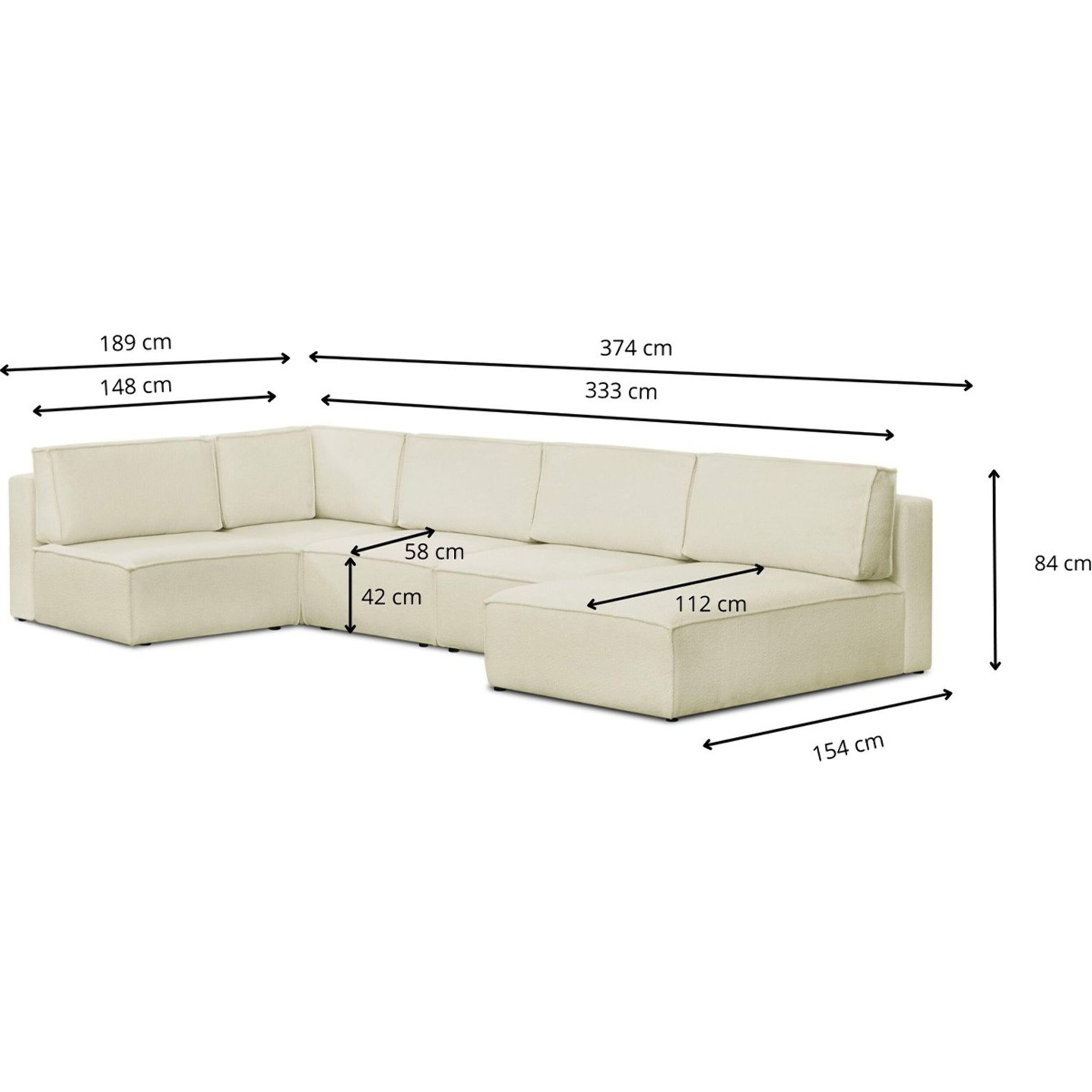 Canapé d'angle gauche convertible 8+2 places en tissu bouclé - HARPER MOD