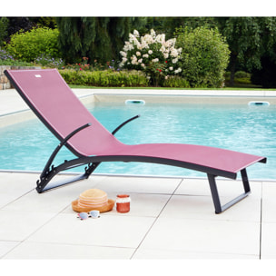Lot de 2 transats de jardin en aluminium - bordeaux - POLENCA