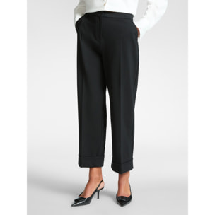 Elena Mirò - Pantalones anchos con puños - Negro