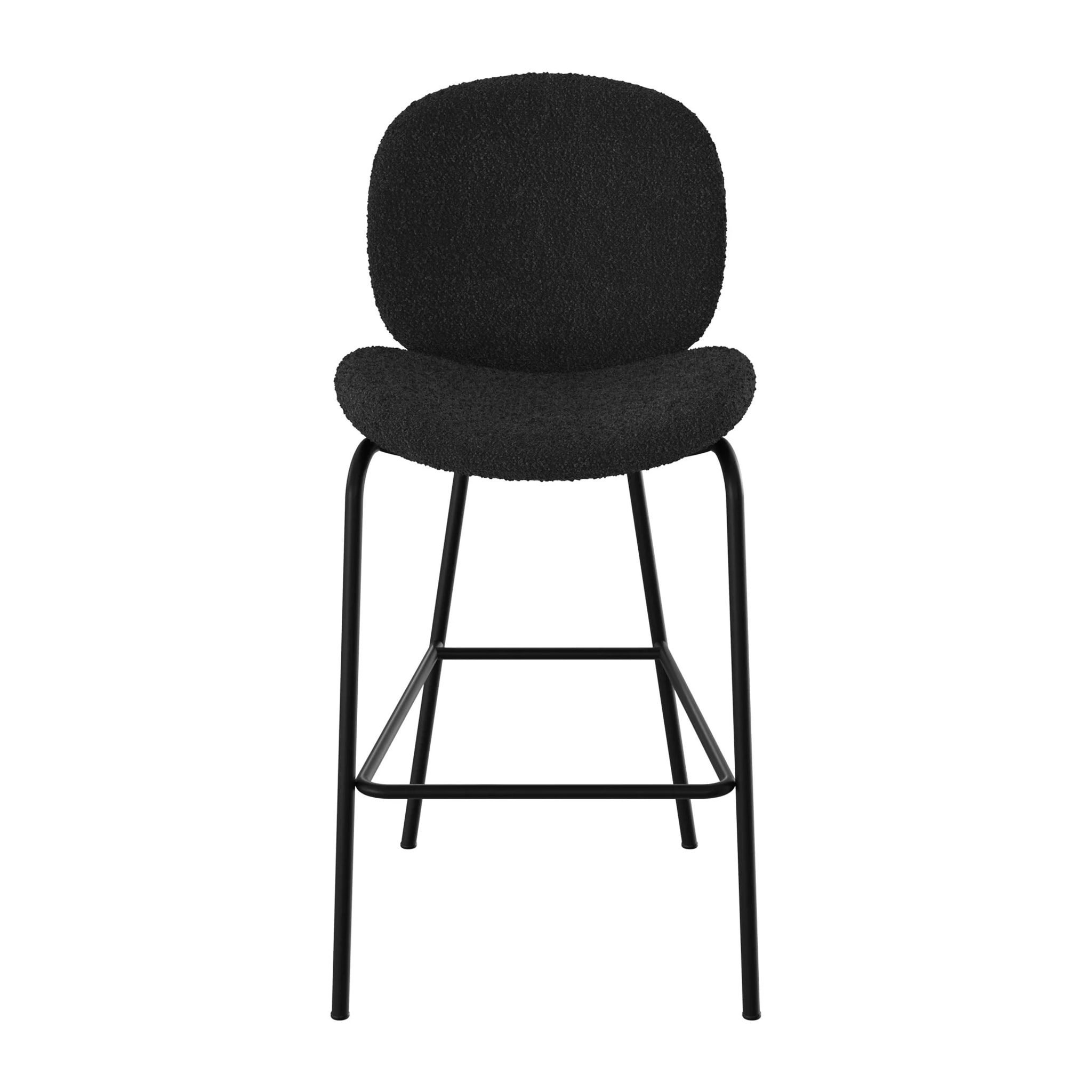 Lot de 2 chaises pour îlot central en tissu bouclé noir 63,5 cm - Iris