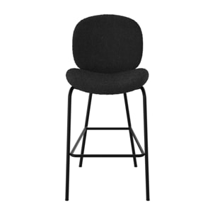 Lot de 2 chaises pour îlot central en tissu bouclé noir 63,5 cm - Iris