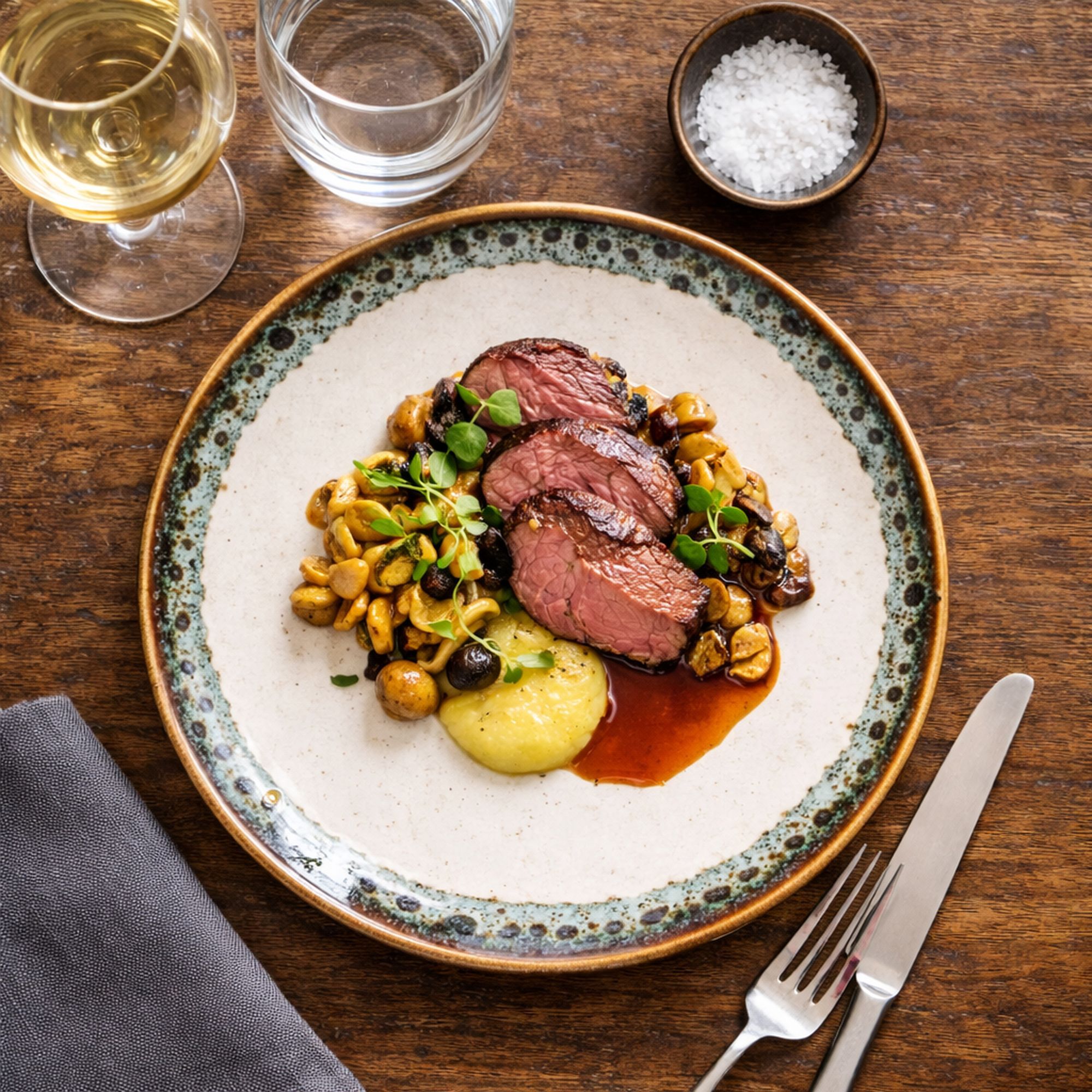 Lot de 6 assiettes à dessert atome 20cm en faience beige ATOME