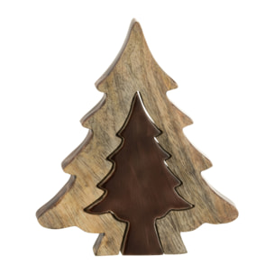 J-Line décoration Sapin de Noël Puzzle - bois - marron/naturel - small