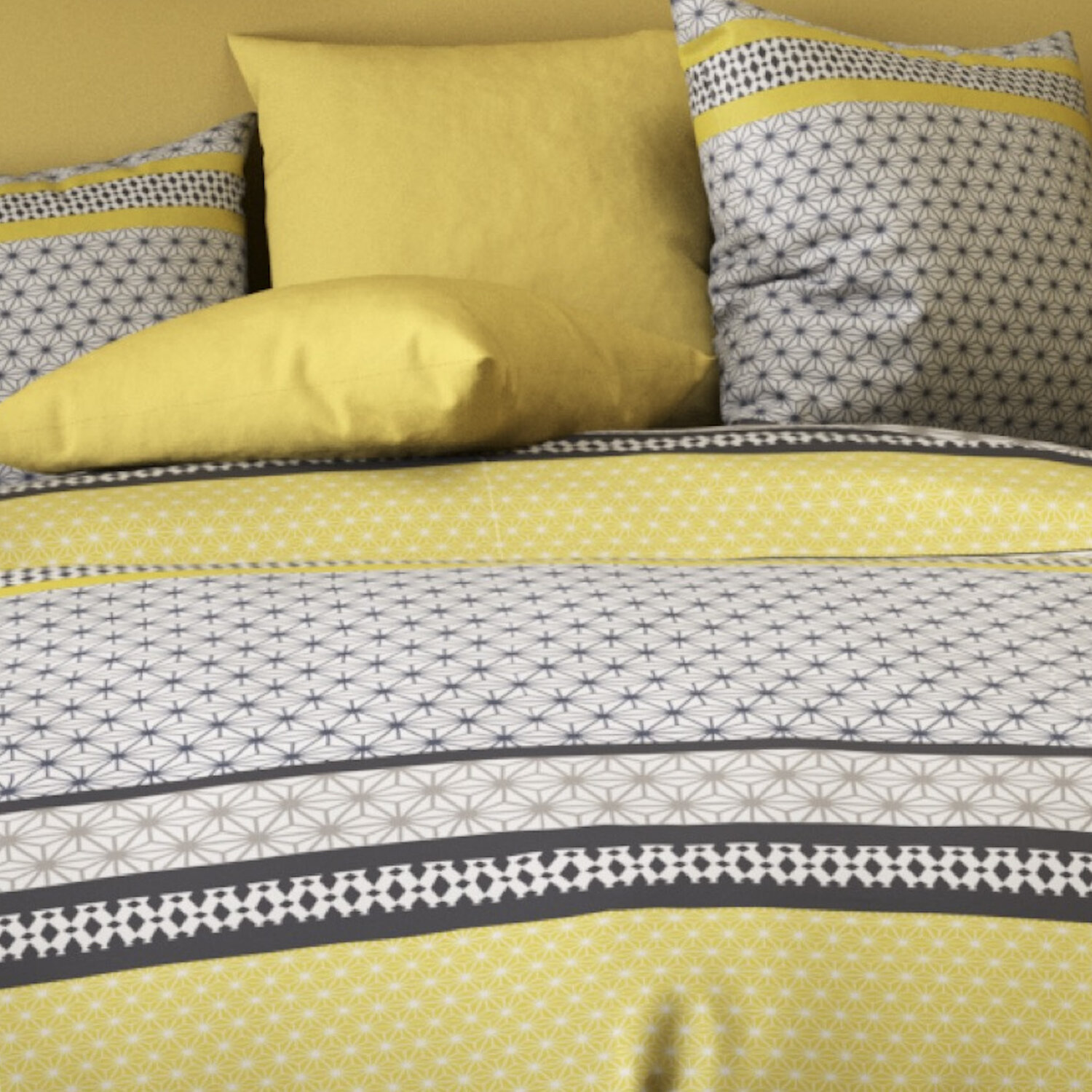 Parure de couette 2pcs 100% microfibre 55gsm vaxo jaune
