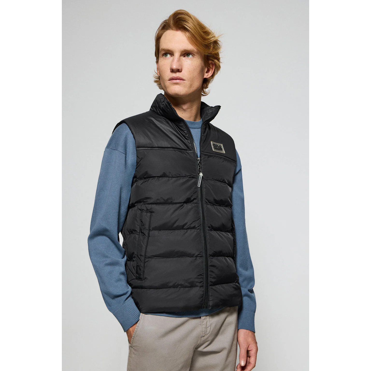 Chaleco negro ultraligero con parche engomado Polo Club