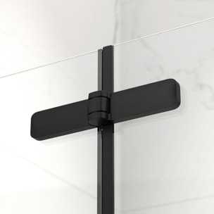 SAT SK  Porte de douche acces en angle pliantes 90x90cm  anticalcaire avec profilés noir mat (SATSK9090C)