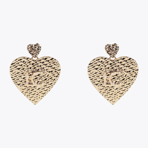 Orecchini cuore testurizzati con logo