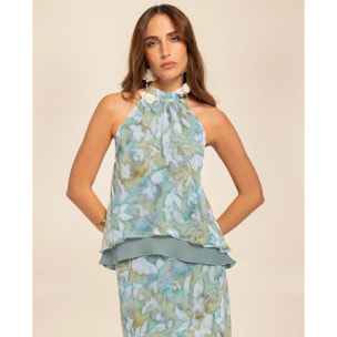 Blusa de mujer halter con lazada
