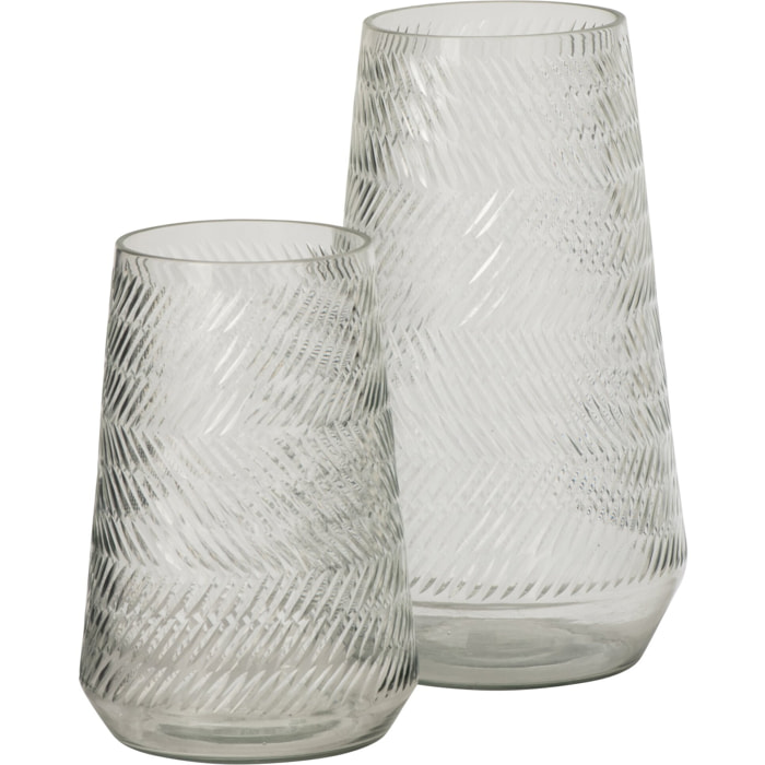 J-Line vase relief - verre transparent - large