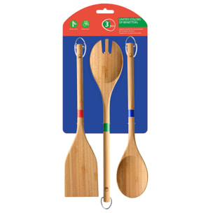 Set 3pc utensilios cocina bamboo benetton