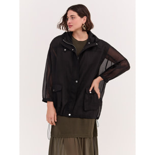 Fiorella Rubino - Parka in voile con cappuccio - Nero