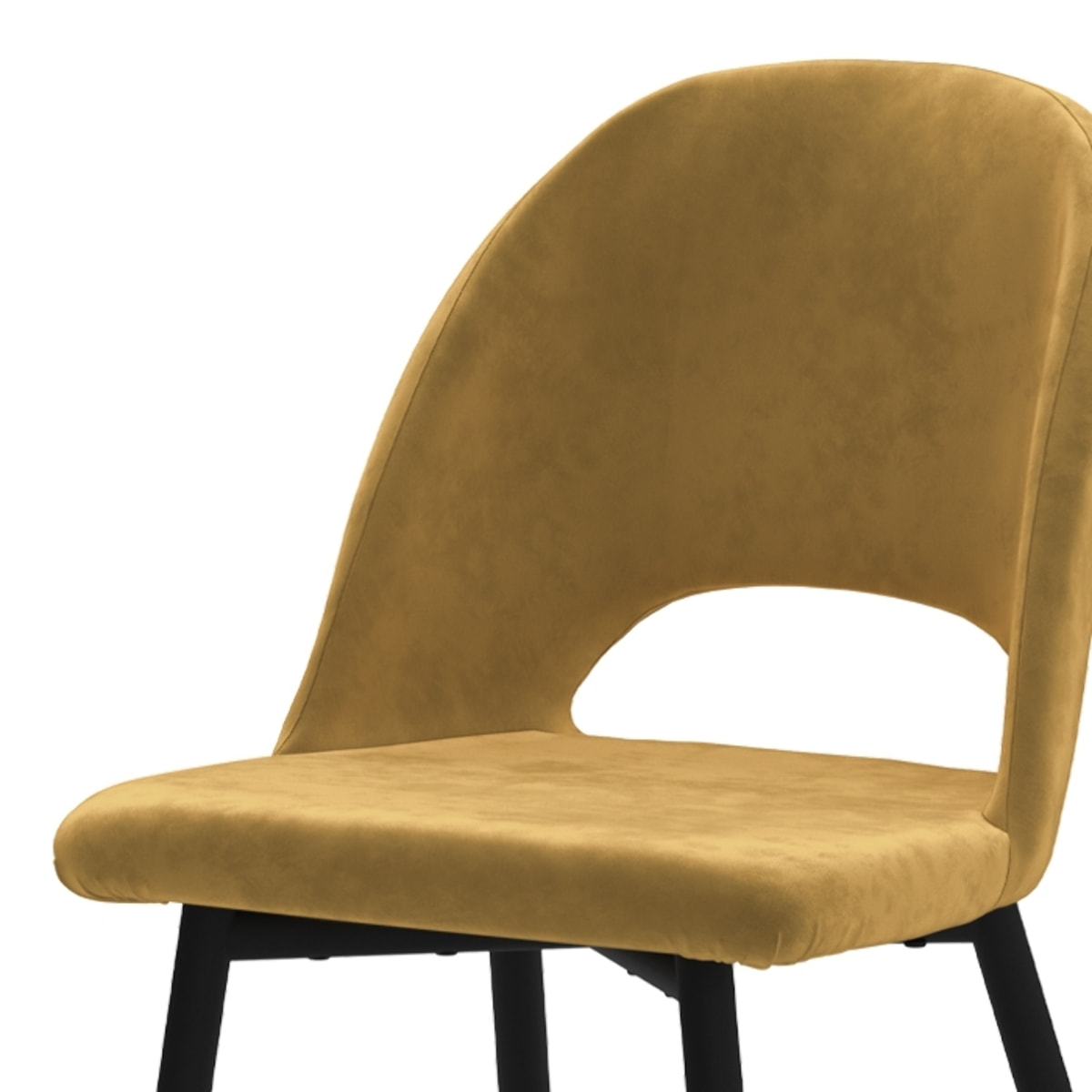 Lot de 2 chaises en velours jaune et pieds en métal noir - Pénélope