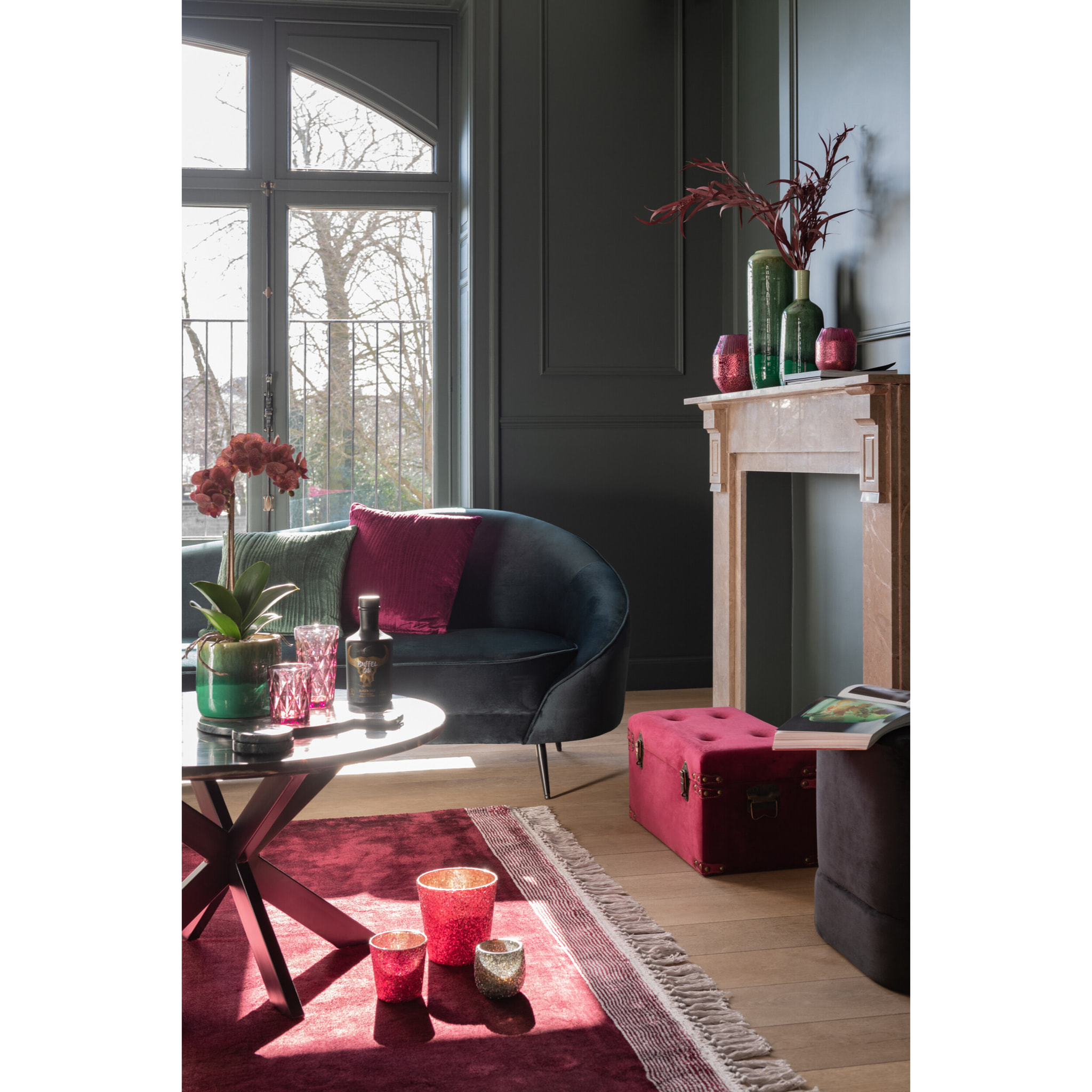 J-Line photophore Paillettes - verre - fuchsia - large
