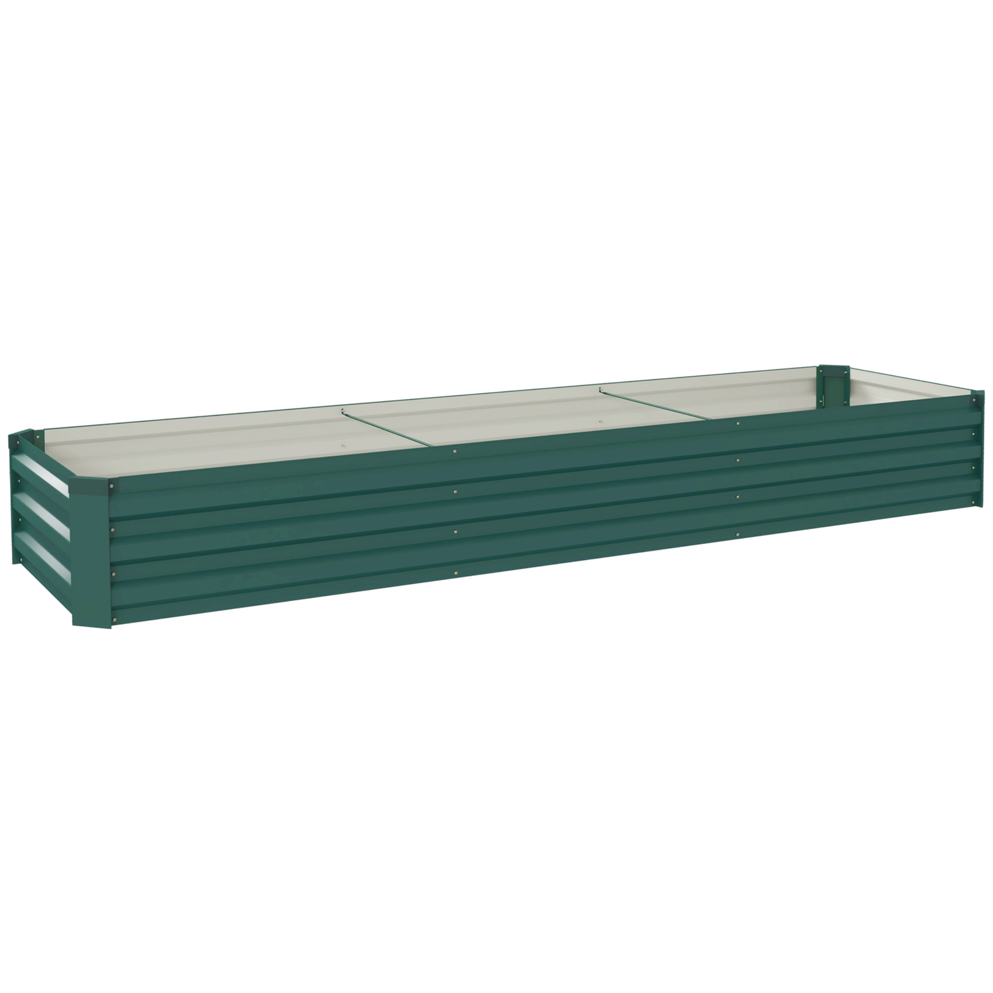 Carré potager rectangulaire dim. 240 x 60 x 30 cm tôle d'acier ondulé vert