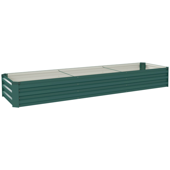 Carré potager rectangulaire dim. 240 x 60 x 30 cm tôle d'acier ondulé vert