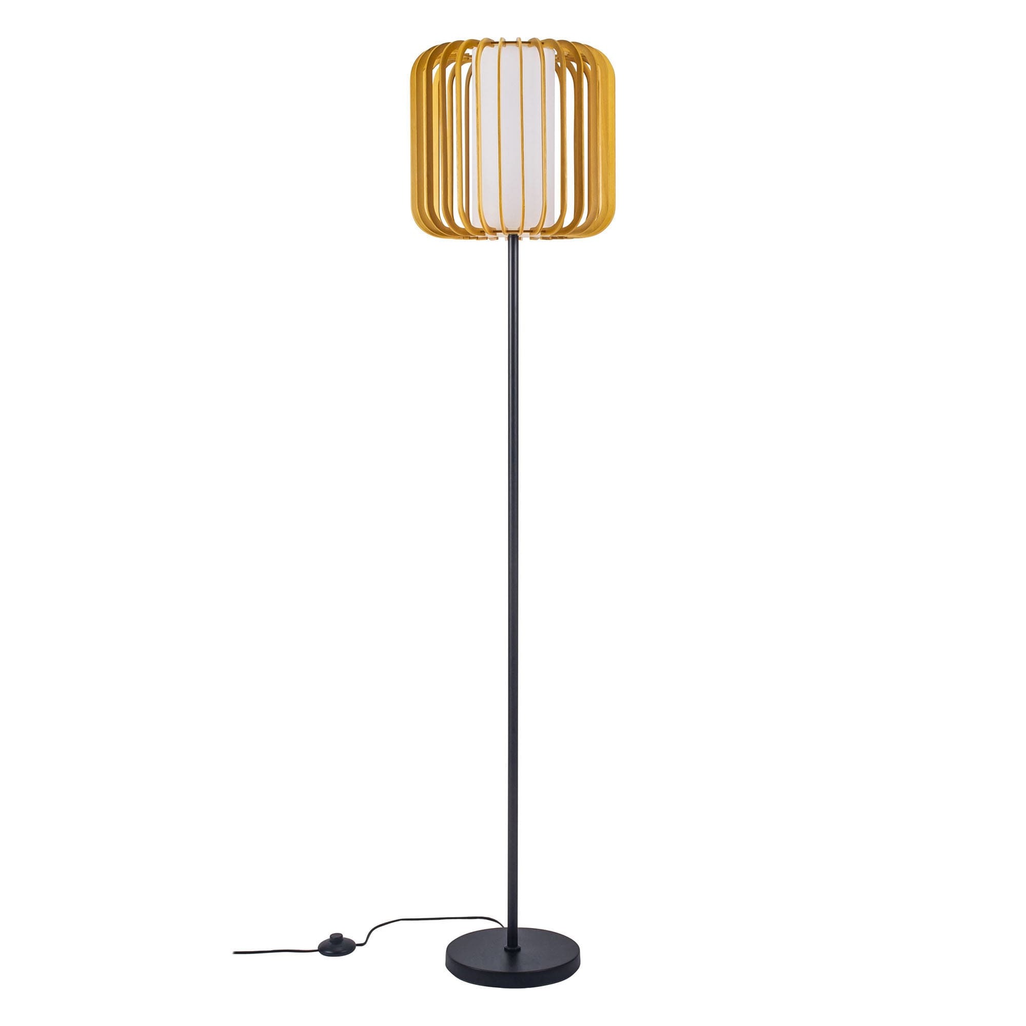 Forlight Viva Pie de Salón en negro y madera clara para bombilla E27