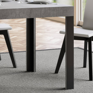 Table extensible 80x120/204 cm Linea Gris Béton cadre Anthracite