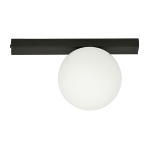 Lampada a plafone FIT in metallo nero e vetro opalino