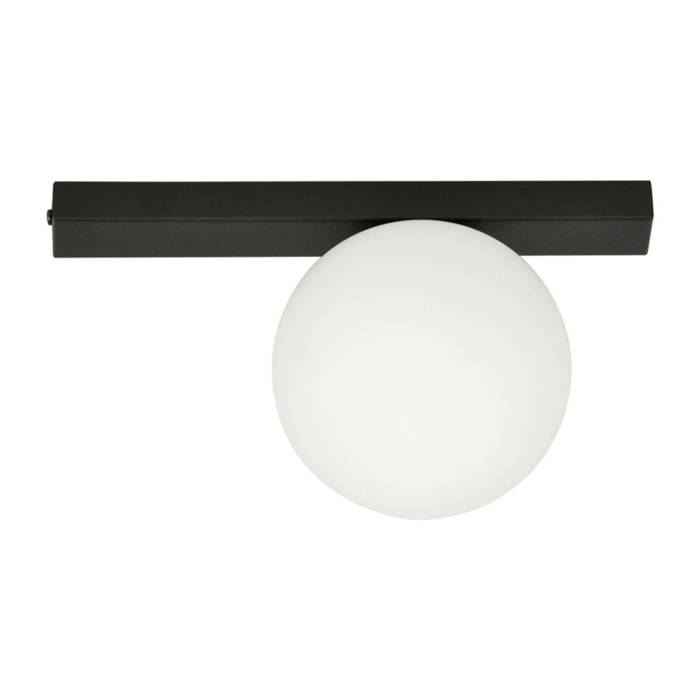 Lampada a plafone FIT in metallo nero e vetro opalino