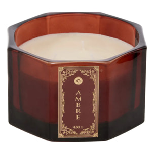 Bougie parfumée Lucien hexagonale 430g ambre