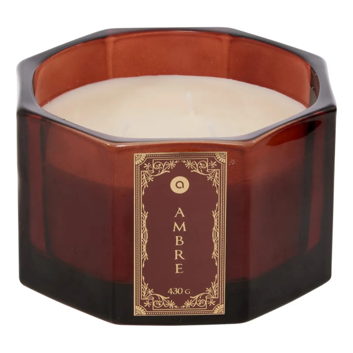 Bougie parfumée Lucien hexagonale 430g ambre