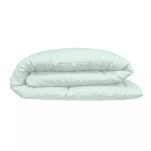 Housse de couette satin de coton uni bleu Ava uni lagon