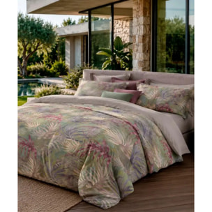 Parure Copripiumino 2 piazze Habito Elio Multi in Cotone 100% Made in Italy, Stampa Digitale HD