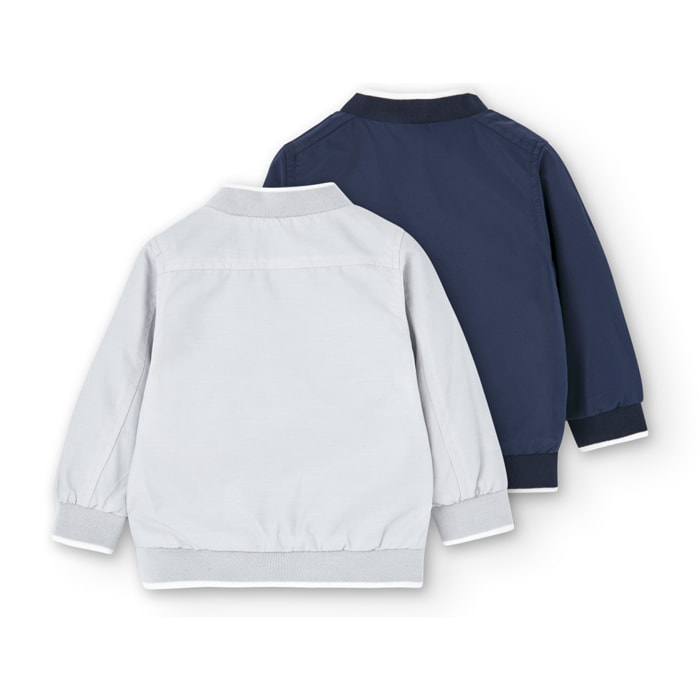 Cazadora reversible bebé niño, estampado, azul marino