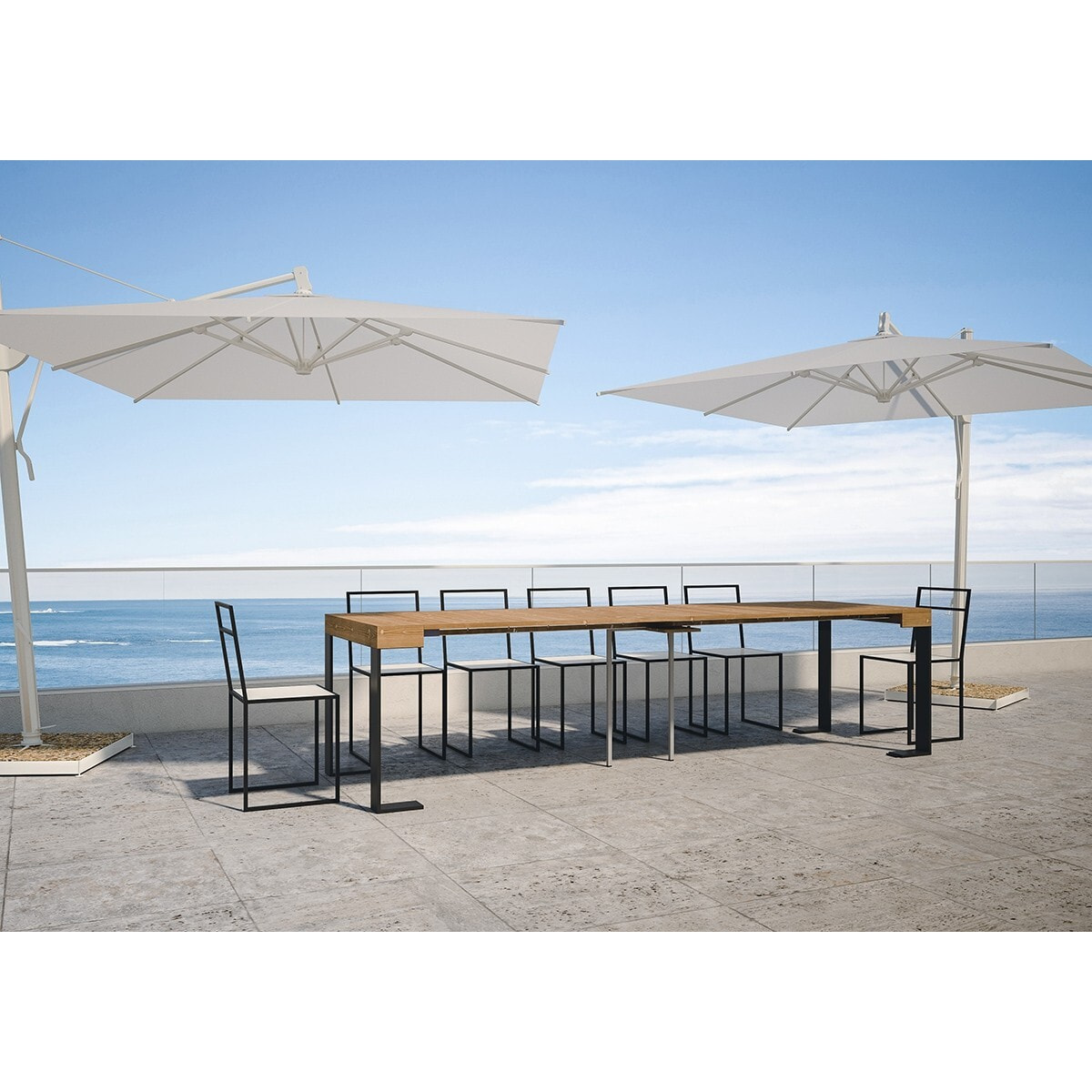 Consolle allungabile 90x40/290 cm Tecno Abete Tinto telaio Antracite.