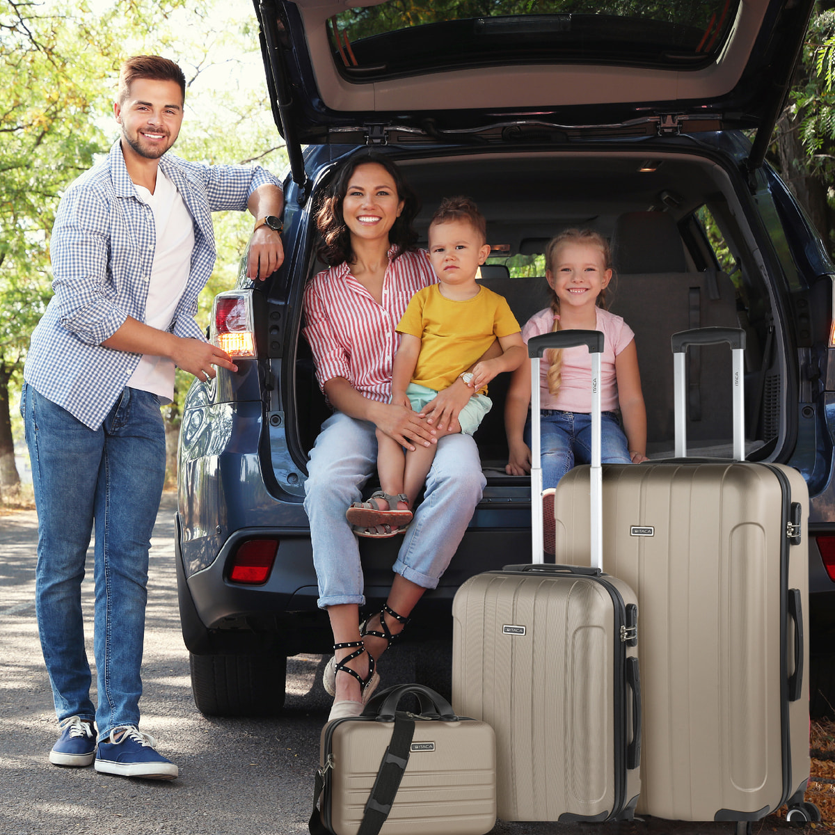 Juego De Maletas Rígidas Abs Itaca Havel Champagne