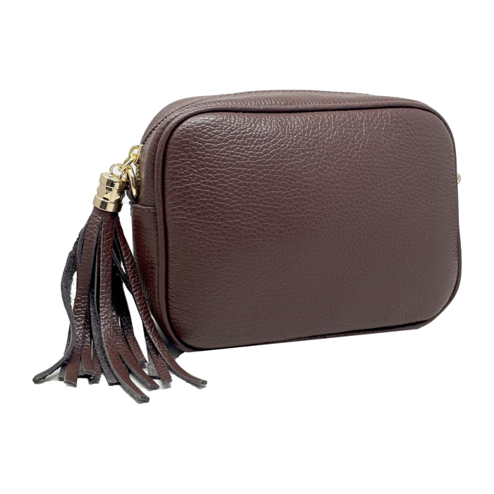 Chicca Borse - Tracollina Clutch Donna in Vera Pelle - Colore Testa Moro