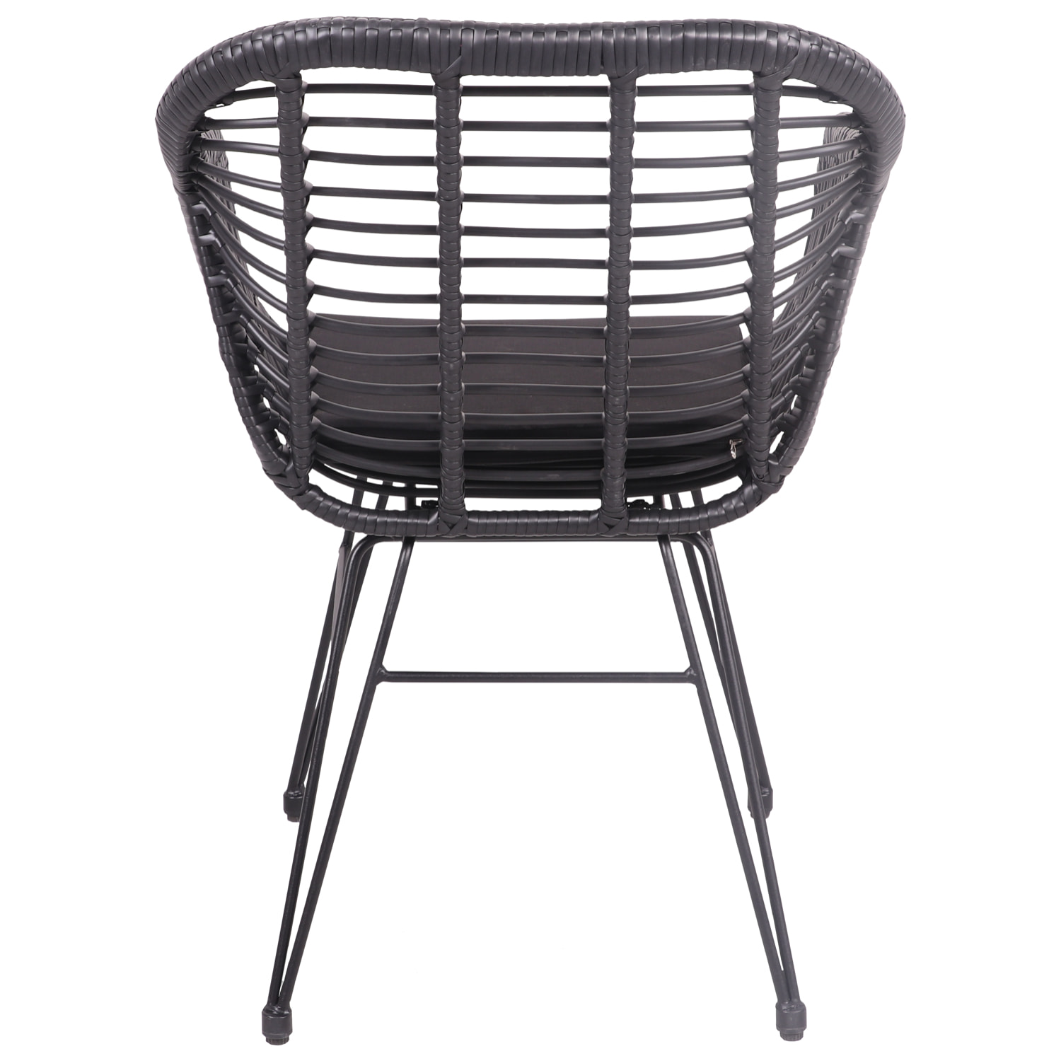 Lot de 2 fauteuils en rotin synthétique noirs avec coussins CINTA